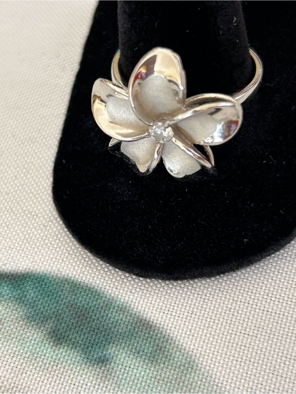 Polished Sterling Silver Floral Ring with CZ Center Stone